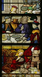 聖マリアマグダレンがキリストの足を洗う様子を描いた窓、1500-10